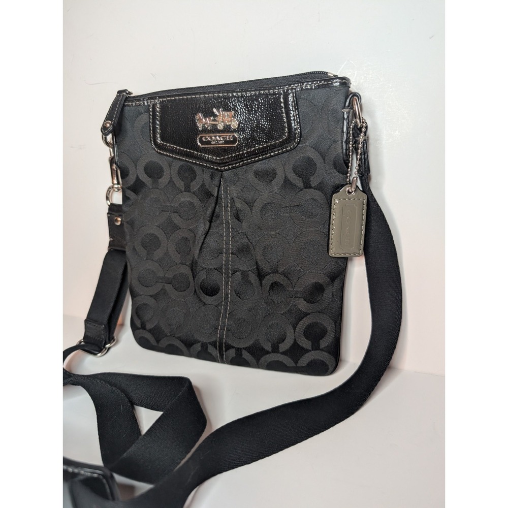 Coach Madison Op Art Black Horse And Carriage Logo Crossbody Bag Tag - Picture 2 of 11